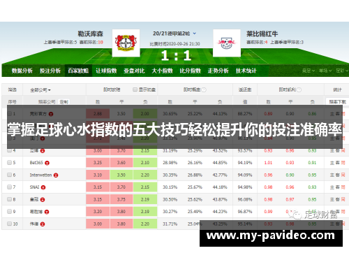 掌握足球心水指数的五大技巧轻松提升你的投注准确率