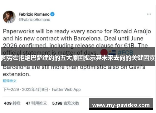 阿劳霍拒绝巴萨续约的五大原因揭示其未来去向的关键因素