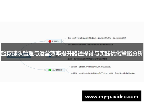 篮球球队管理与运营效率提升路径探讨与实践优化策略分析