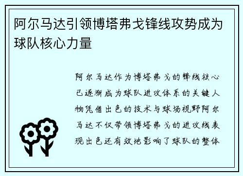 阿尔马达引领博塔弗戈锋线攻势成为球队核心力量 阿尔马达引领博塔弗戈锋线攻势成为球队核心力量